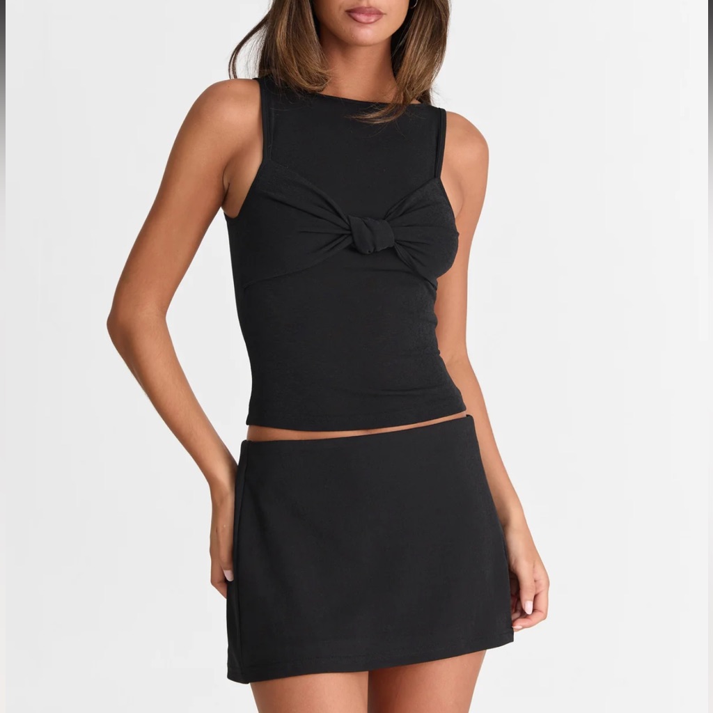 Sasha Therese Isla Top With Knot Detail And Skirt Set Xs